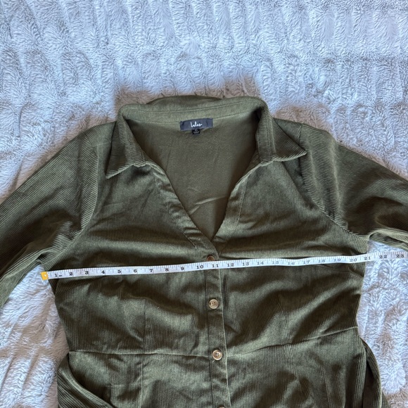 Lulus Casual Affection Olive Green Corduroy Midi Dress With Pockets - Size XL - Picture 7 of 8
